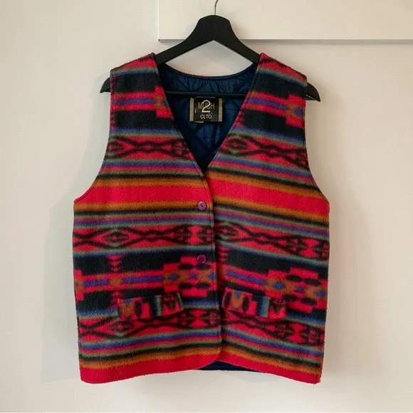 VINTAGE colourful fleece vest - Picture 2 of 12